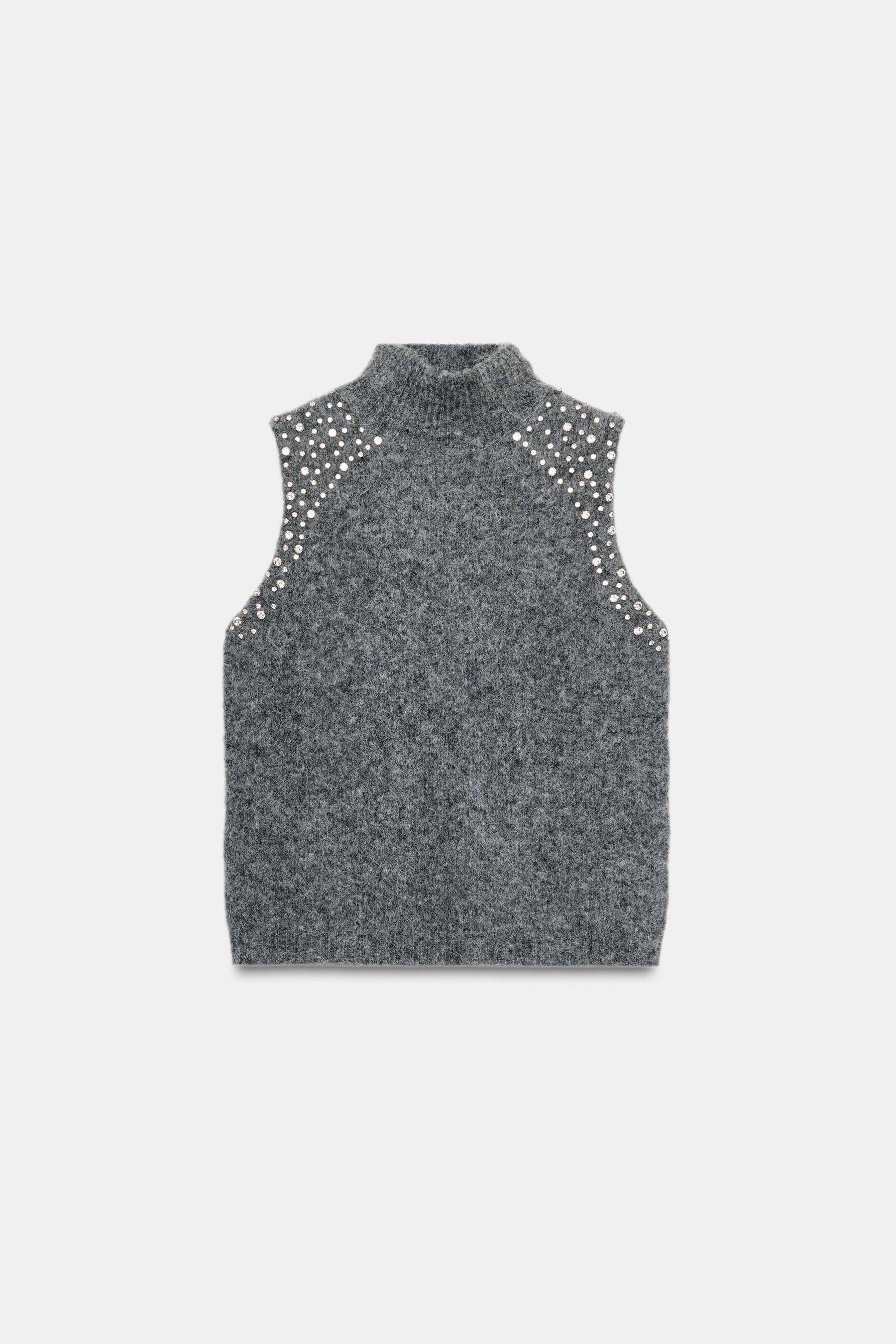 Wool Blend Rhinestone Beaded