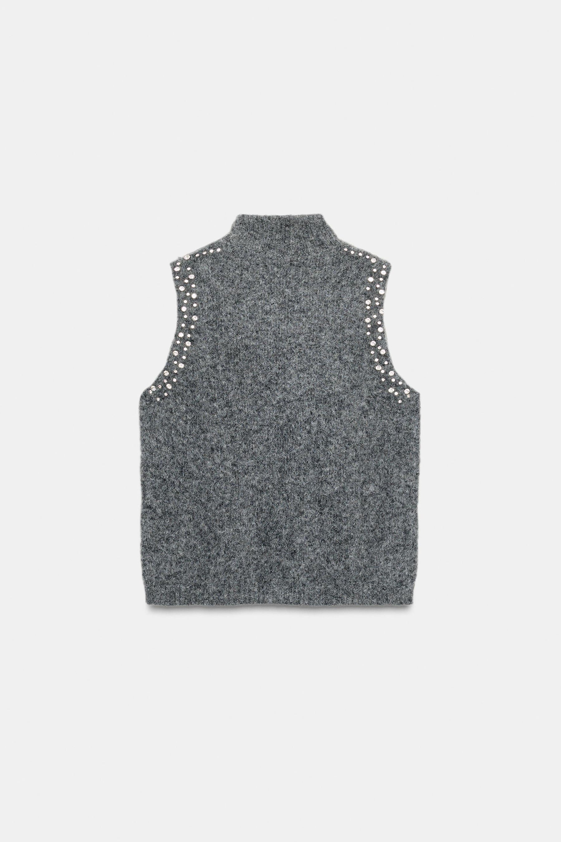 WOOL BLEND TOP WITH RHINESTONE BEADS - Image 6