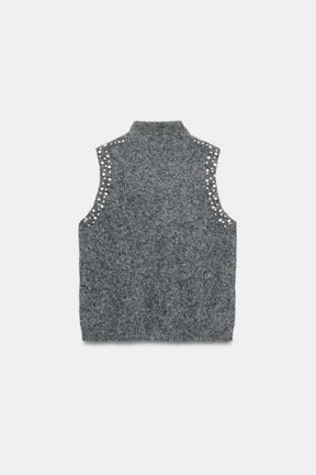 WOOL BLEND TOP WITH RHINESTONE BEADS - Image 6