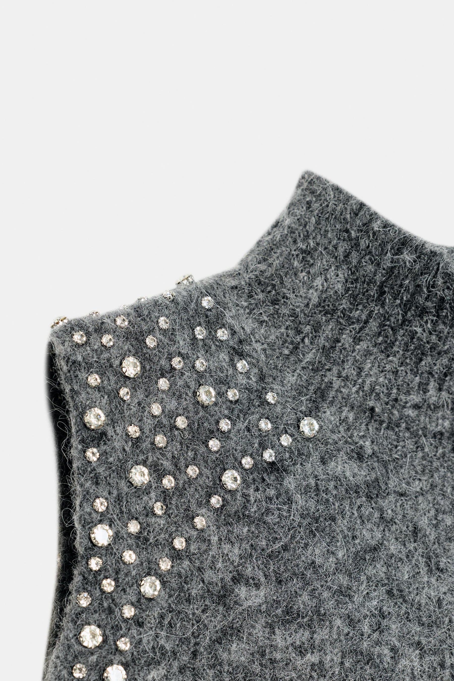 Wool Blend Rhinestone Beaded