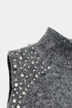 Wool Blend Rhinestone Beaded