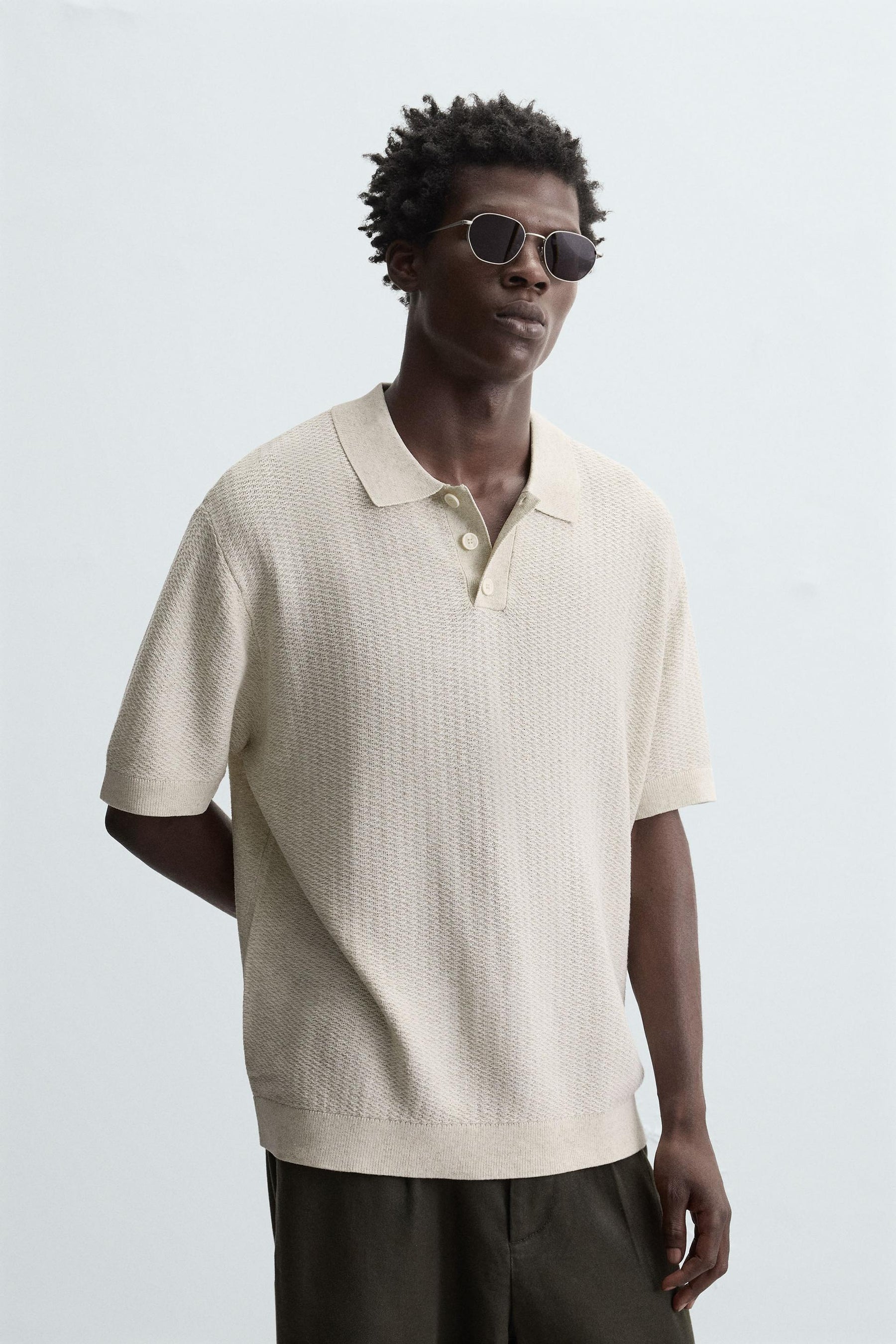TEXTURED KNIT POLO SHIRT - Image 2