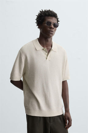 TEXTURED KNIT POLO SHIRT - Image 2