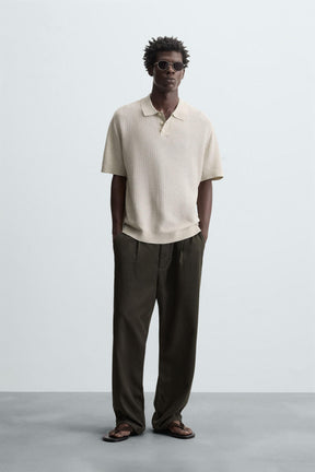 TEXTURED KNIT POLO SHIRT - Image 1