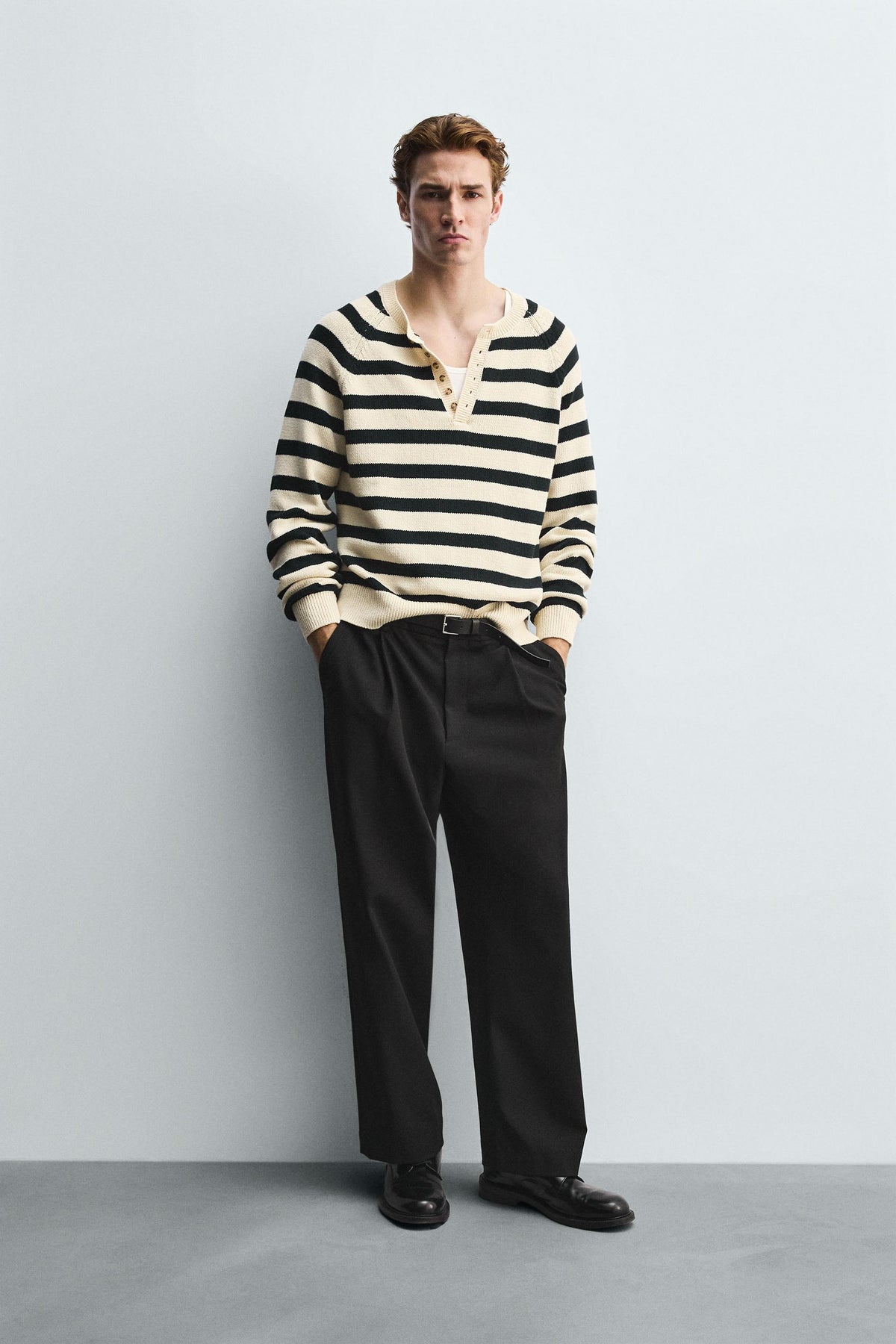 STRIPED BAKER COLLAR JUMPER - Image 1