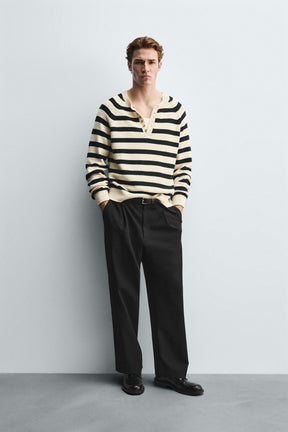 STRIPED BAKER COLLAR JUMPER - Image 1