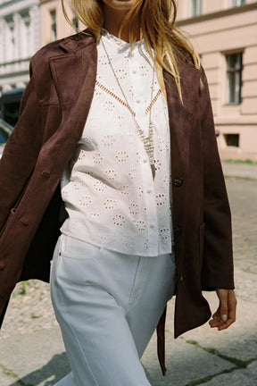 SUEDE EFFECT BELTED JACKET