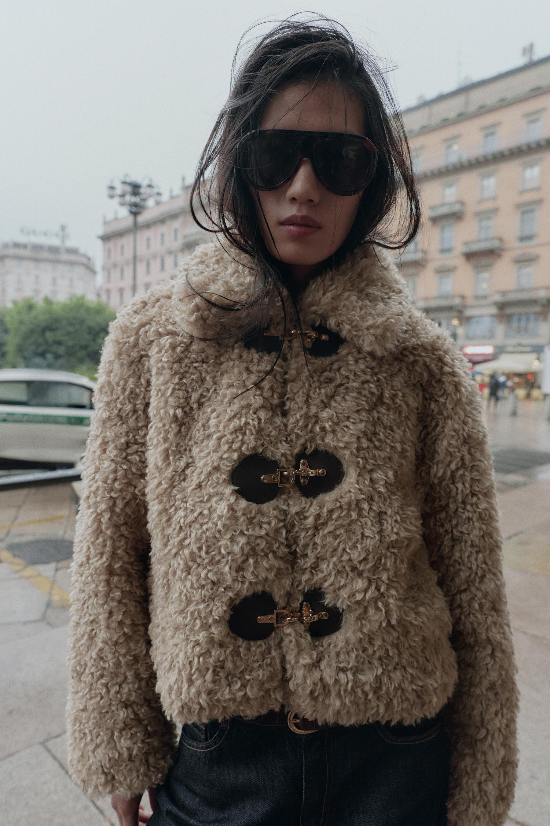 Feuerwehrjacke aus Kunstpelz