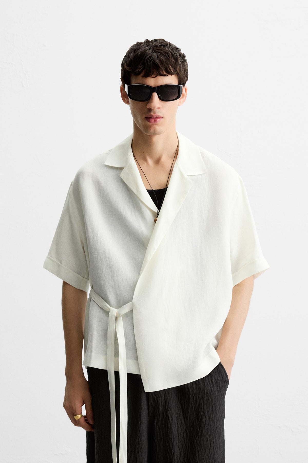 100% LINEN TIE SHIRT - Image 2