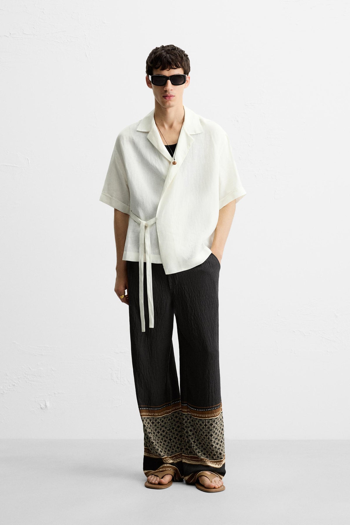 100% LINEN TIE SHIRT - Image 1