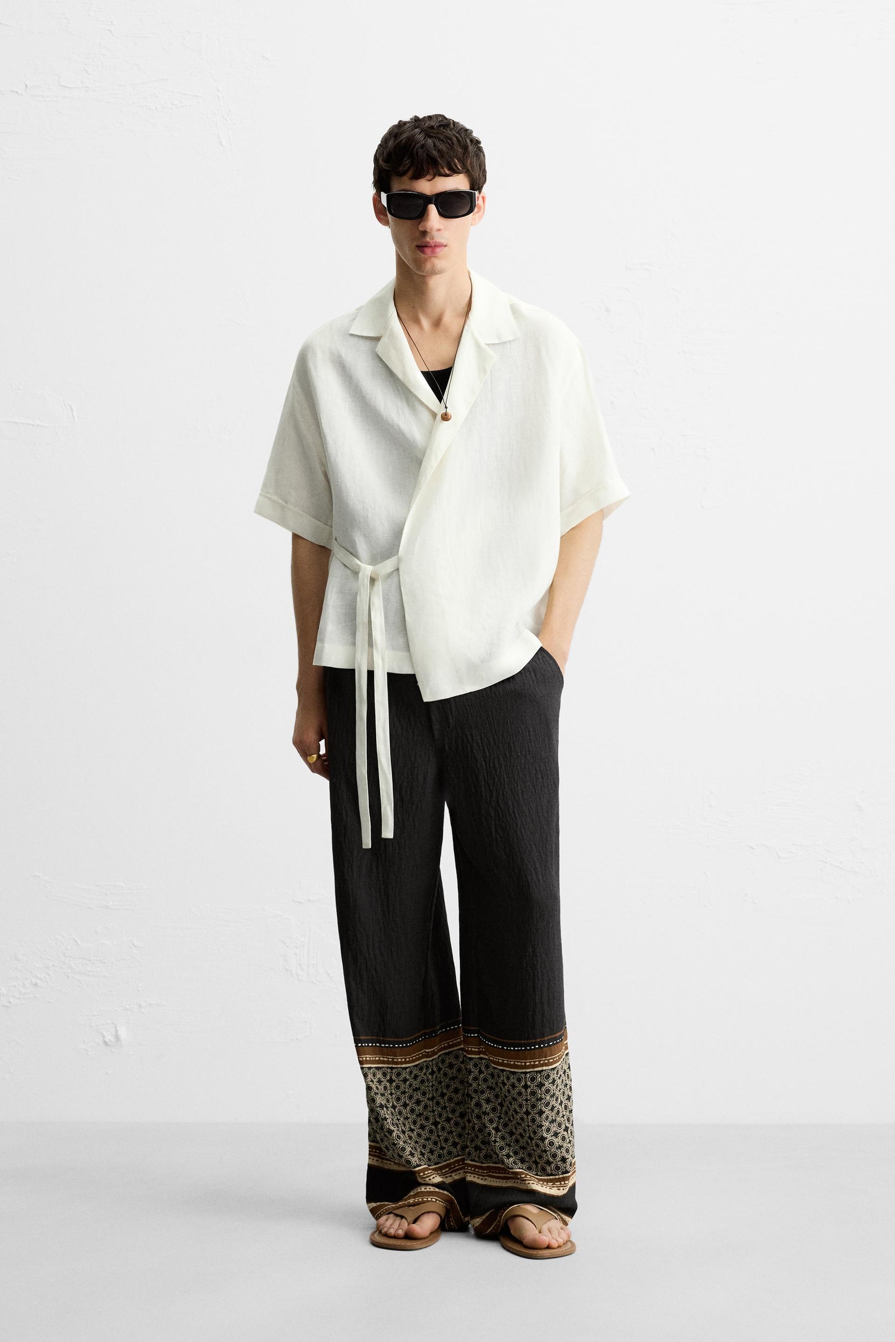 100% LINEN TIE SHIRT - Image 1