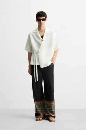 100% LINEN TIE SHIRT - Image 1