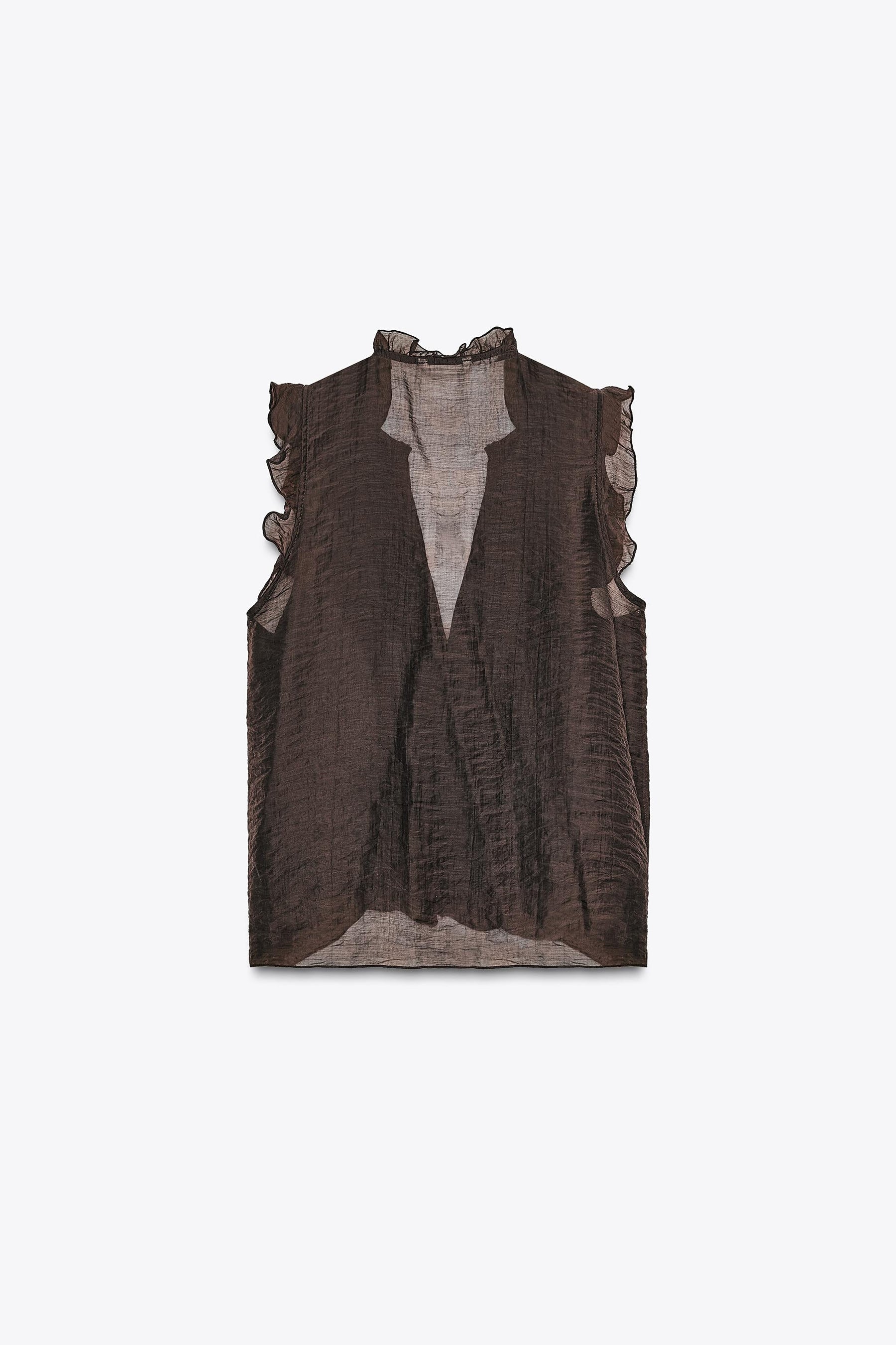 Ruffled Semi-Sheer Top