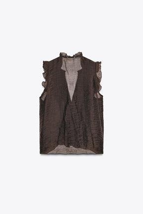 Ruffled Semi-Sheer Top