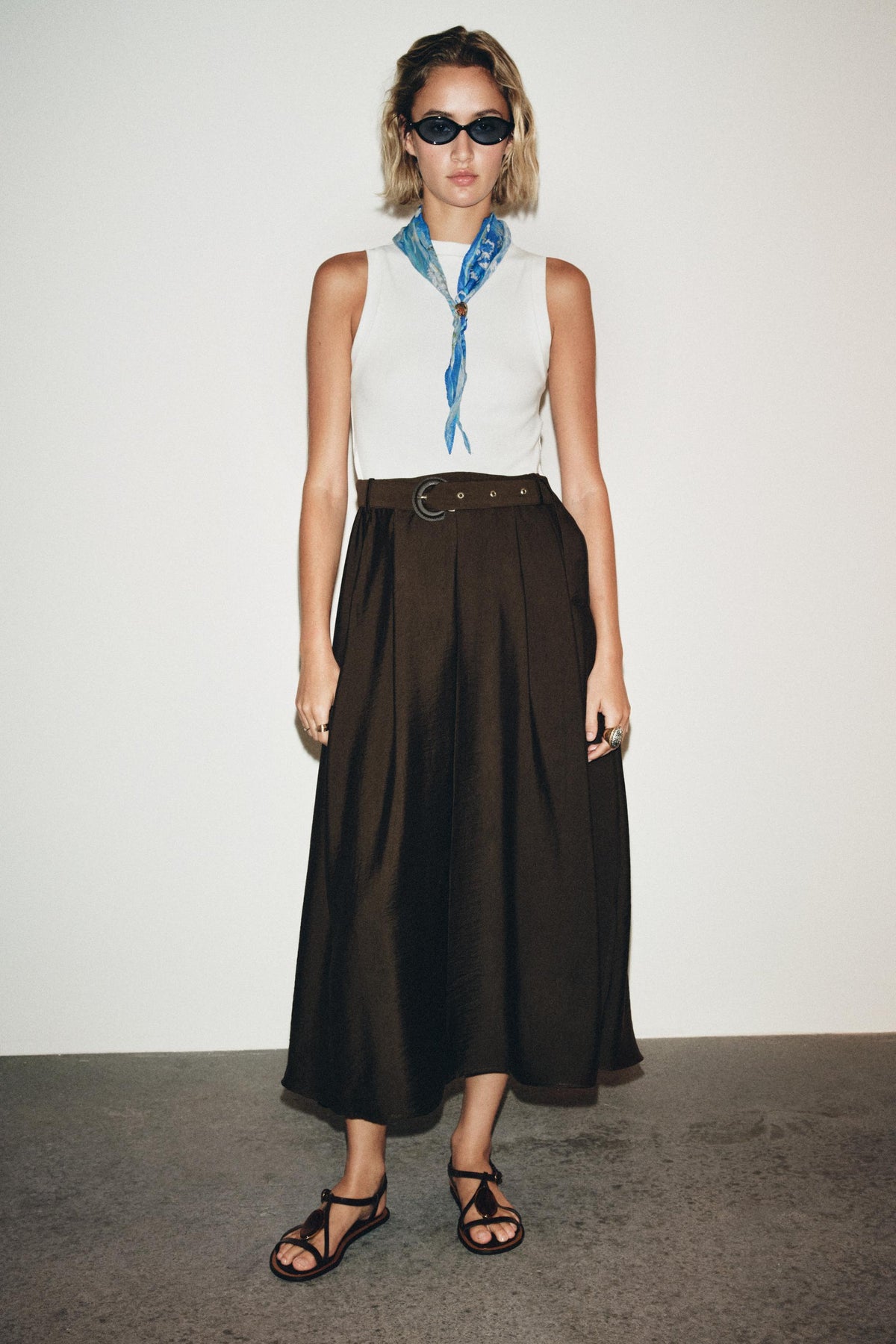 BELTED MIDI DRESS
