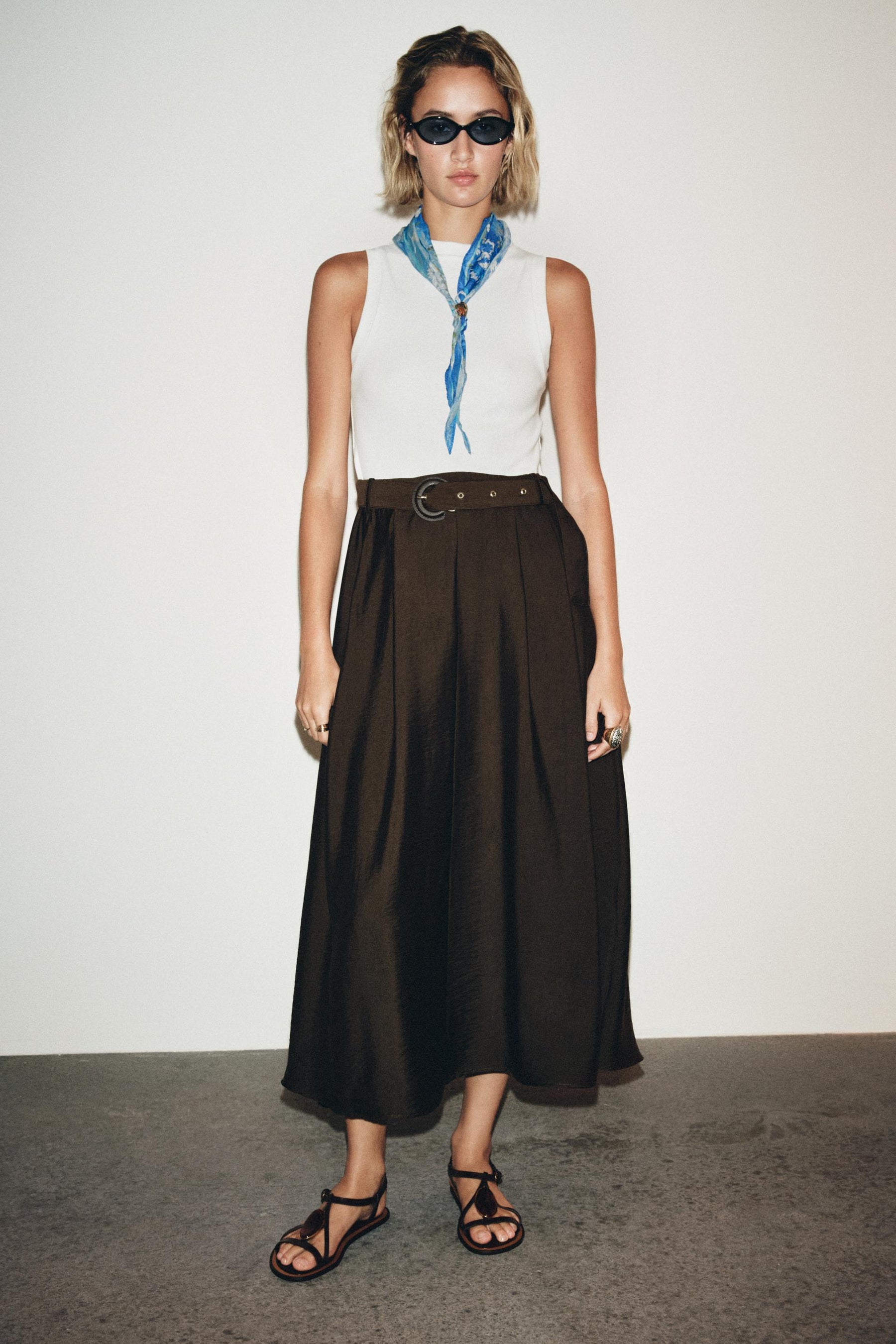 BELTED MIDI DRESS