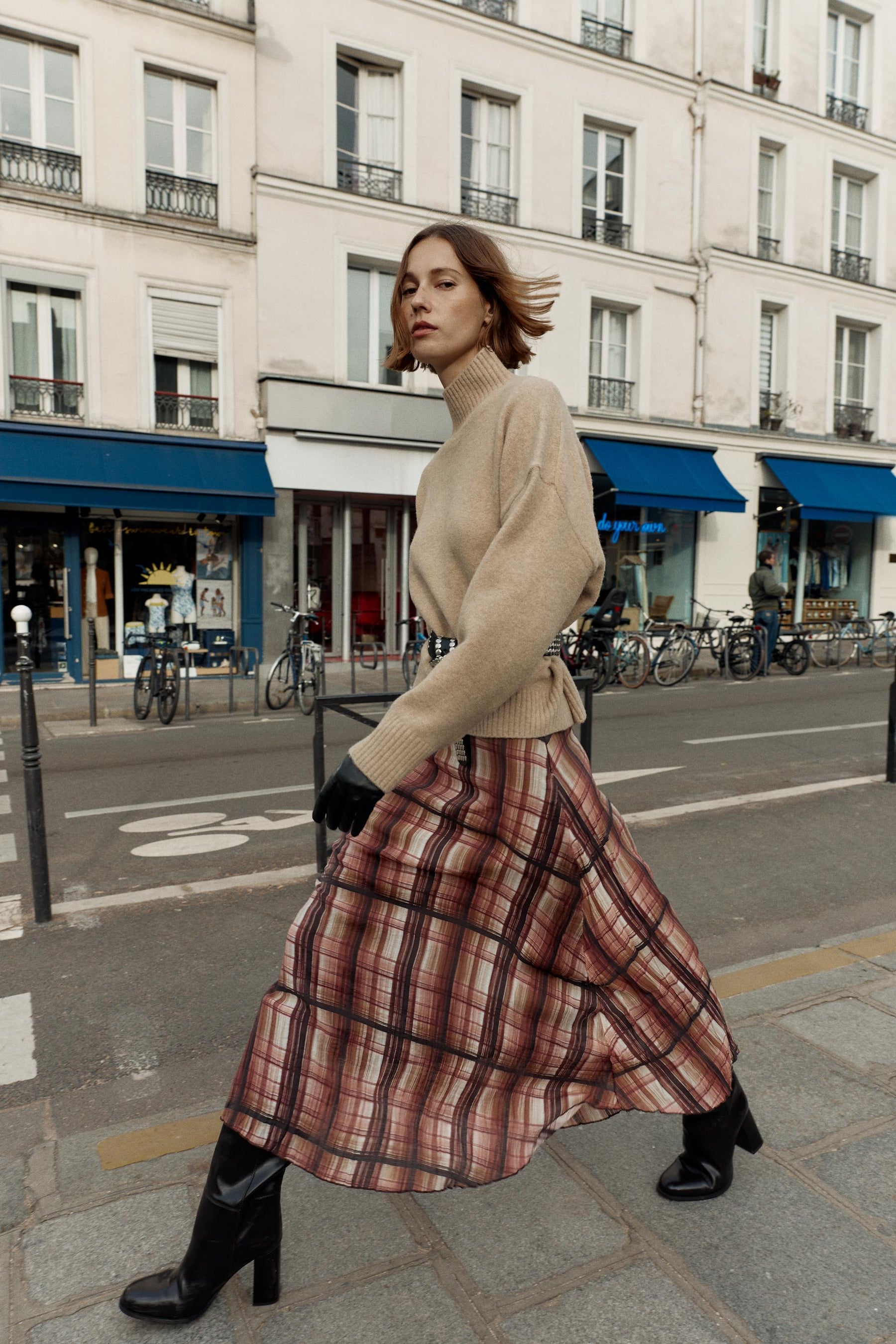 Checked Midi Skirt