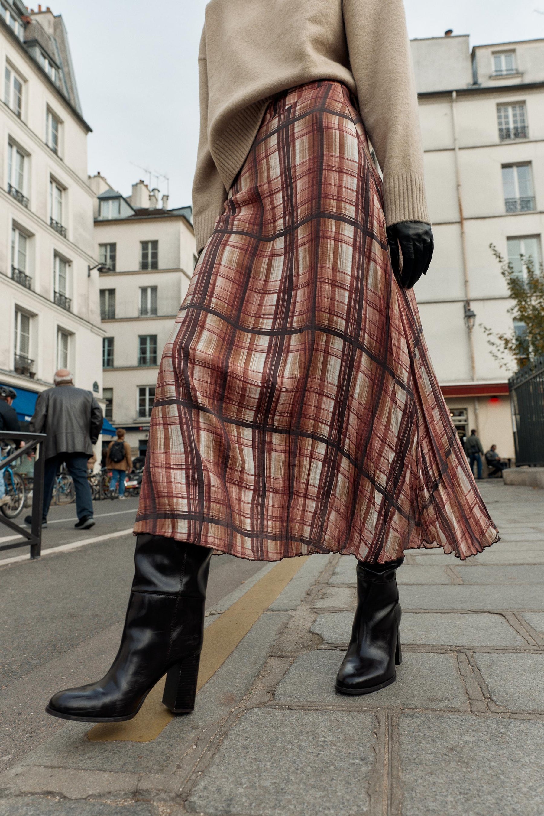 Checked Midi Skirt