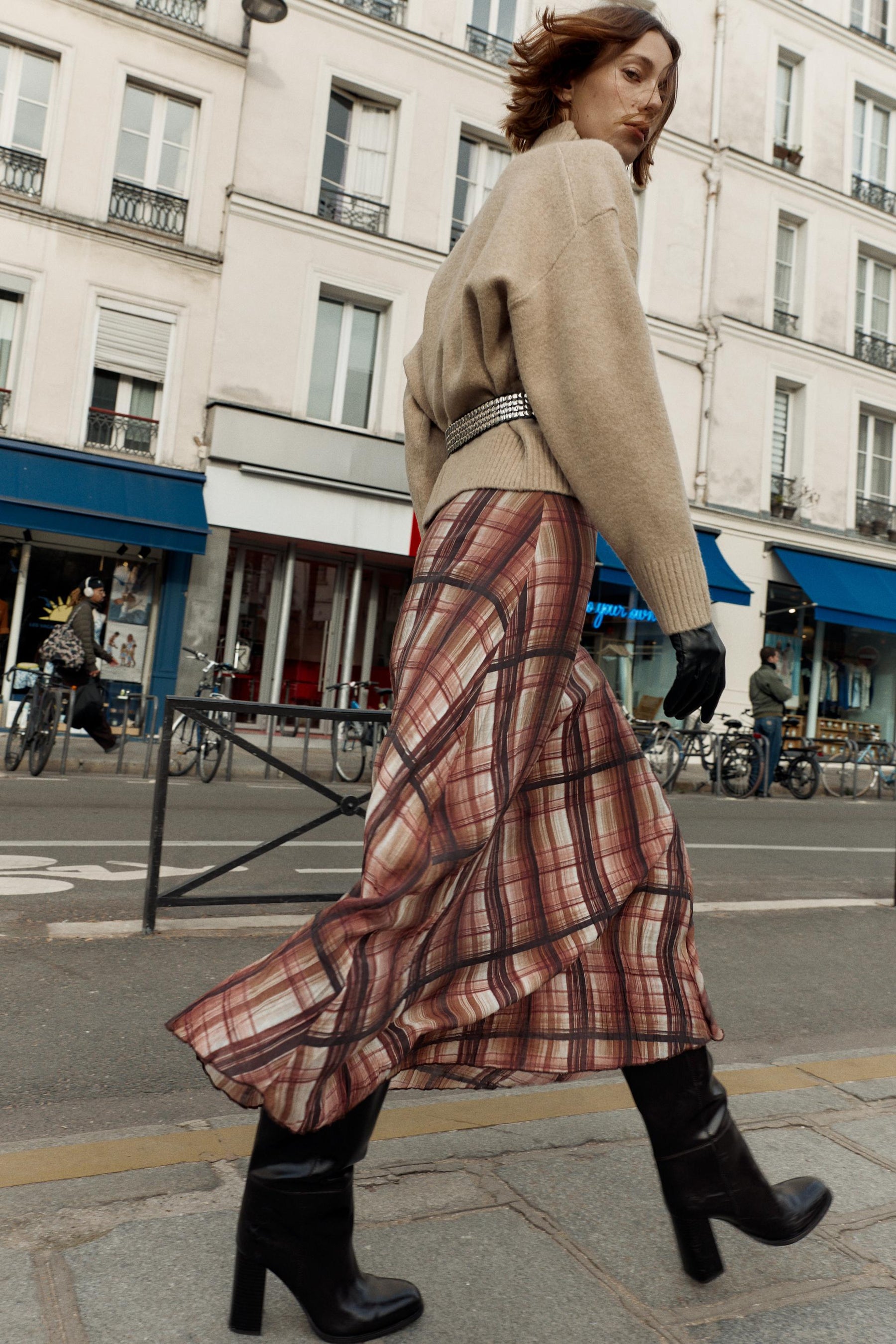 Checked Midi Skirt