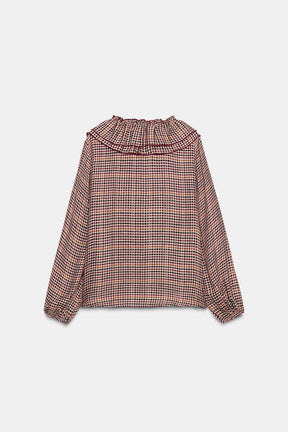 Ruffled Checked Blouse