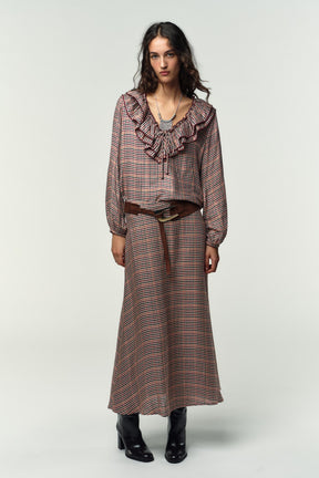 Ruffled Checked Blouse