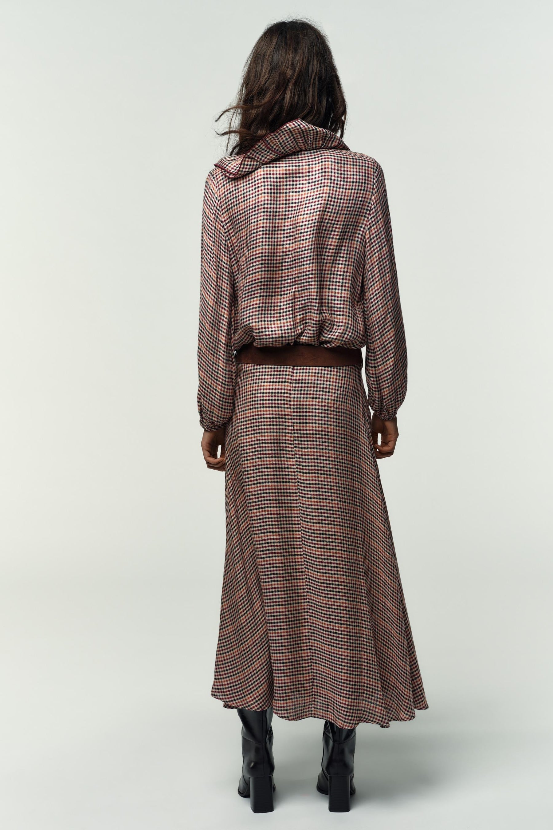 Belted Check Skirt