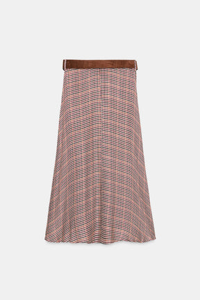 Belted Check Skirt