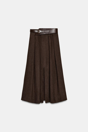 BELTED MIDI SKIRT