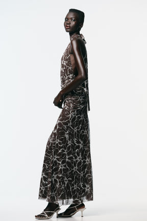 HALTER PRINTED TULLE MAXI DRESS - Image 3