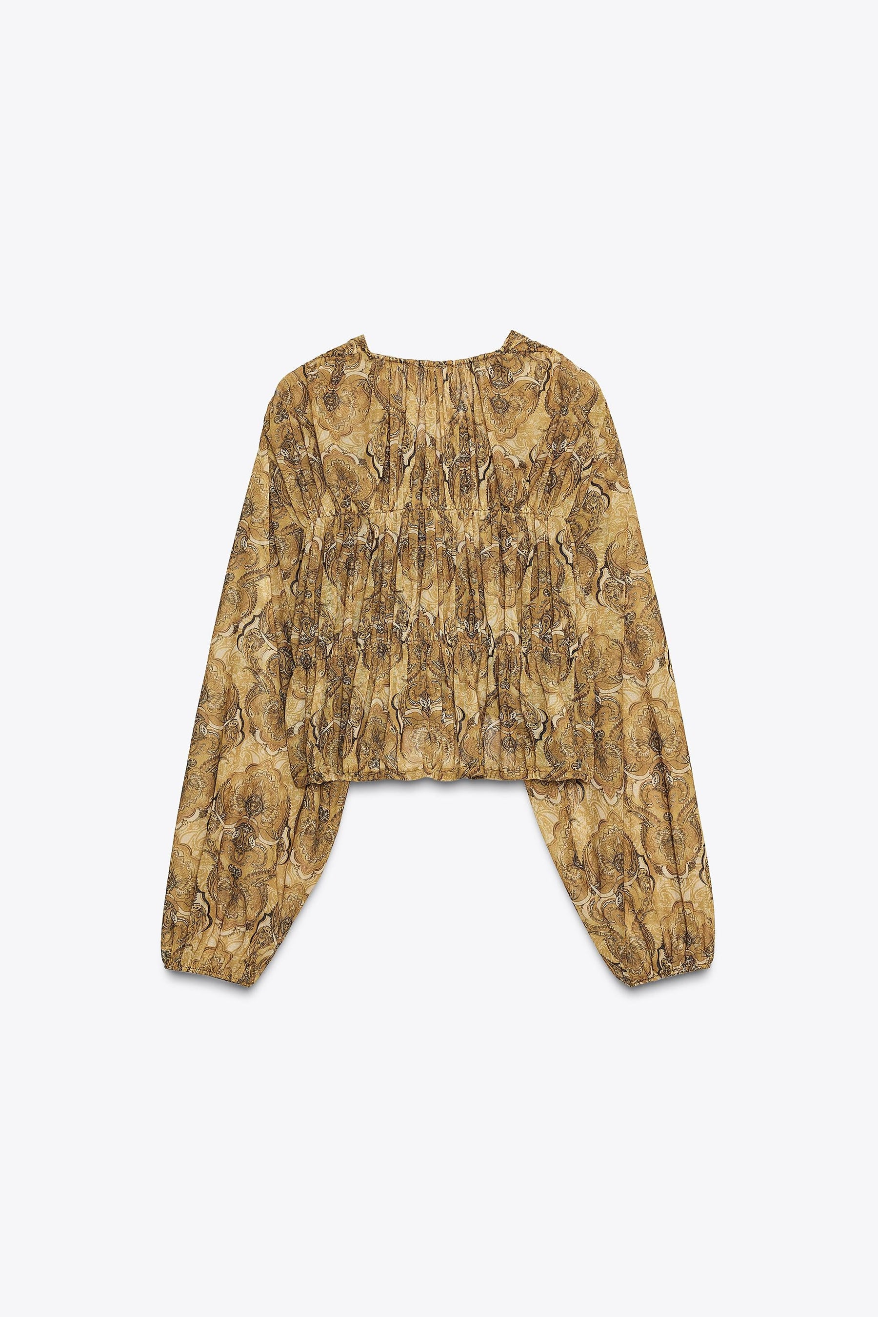 Tied-Detail Printed Blouse