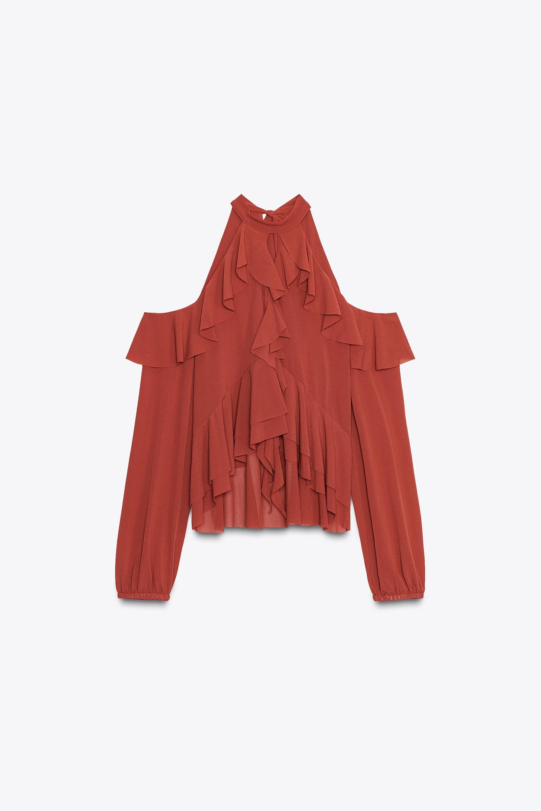 Ruffled Halter Neck Blouse