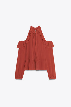 Ruffled Halter Neck Blouse