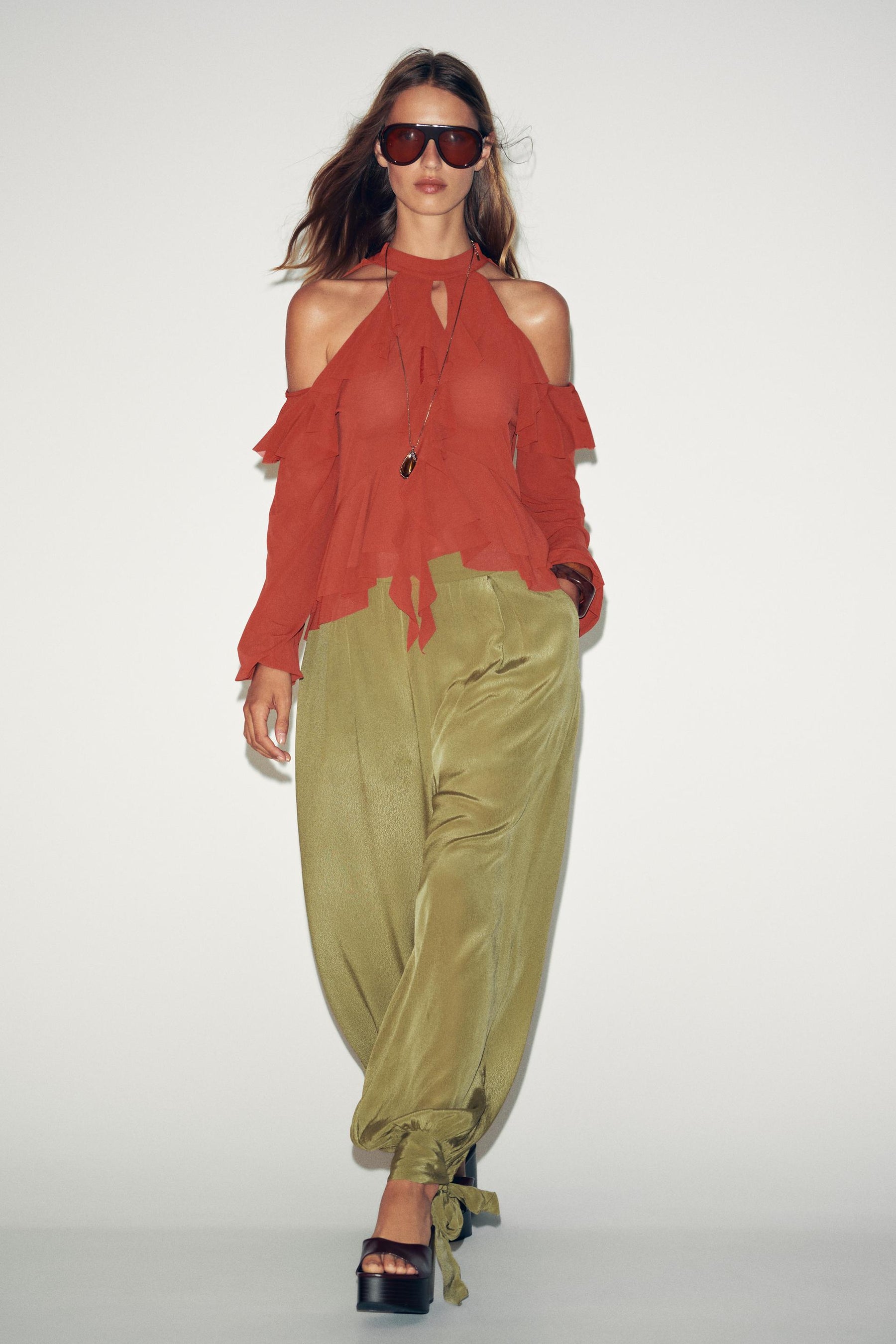 Ruffled Halter Neck Blouse