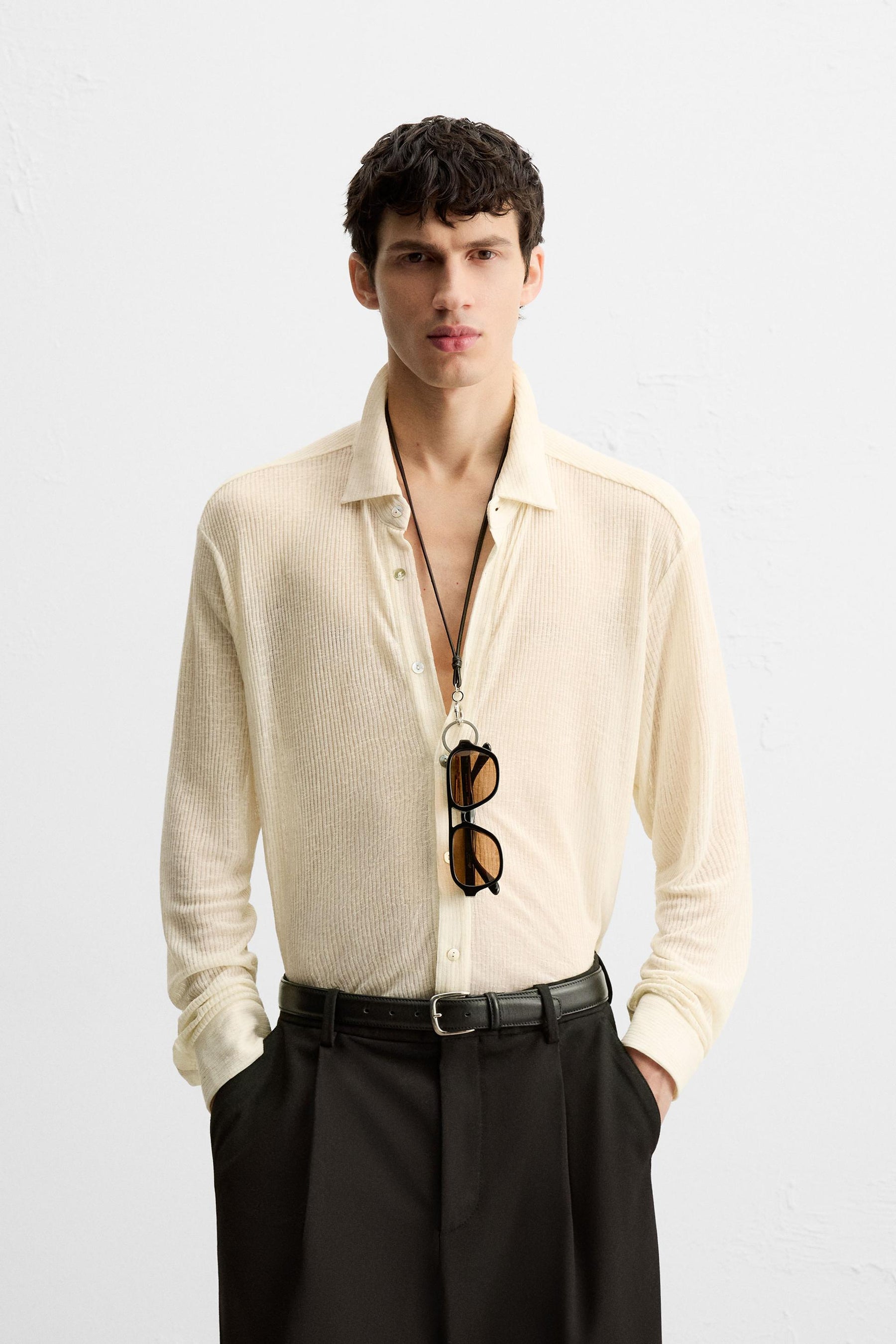 TEXTURED SEMI-SHEER SHIRT - Image 2