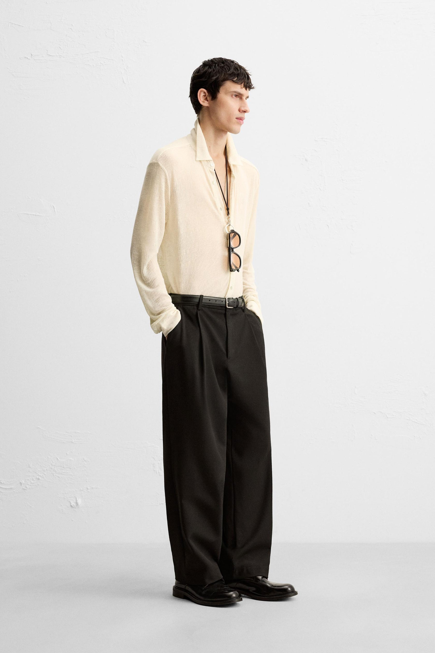 TEXTURED SEMI-SHEER SHIRT - Image 4
