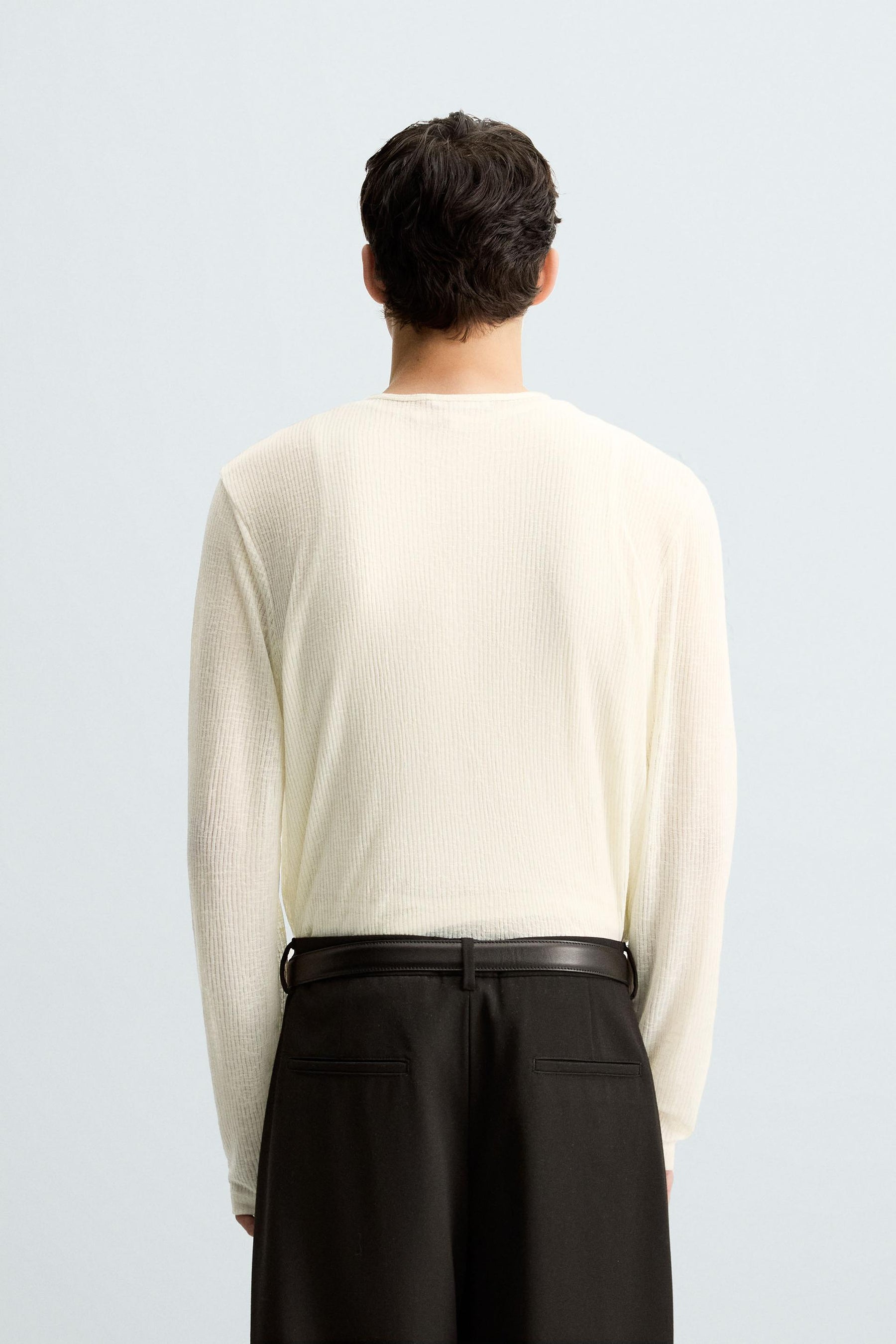 SEMI-SHEER TEXTURED T-SHIRT - Image 3