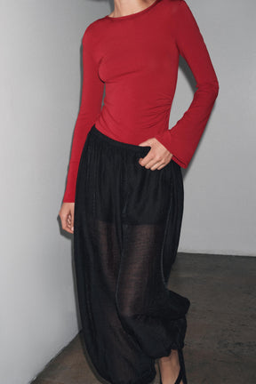 Gathered Long Sleeve T-Shirt