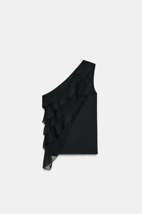 Asymmetric Ruffled Blouse