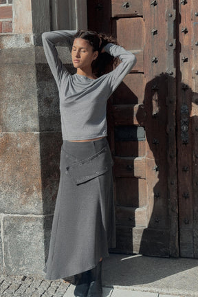STUDDED MIDI SKIRT