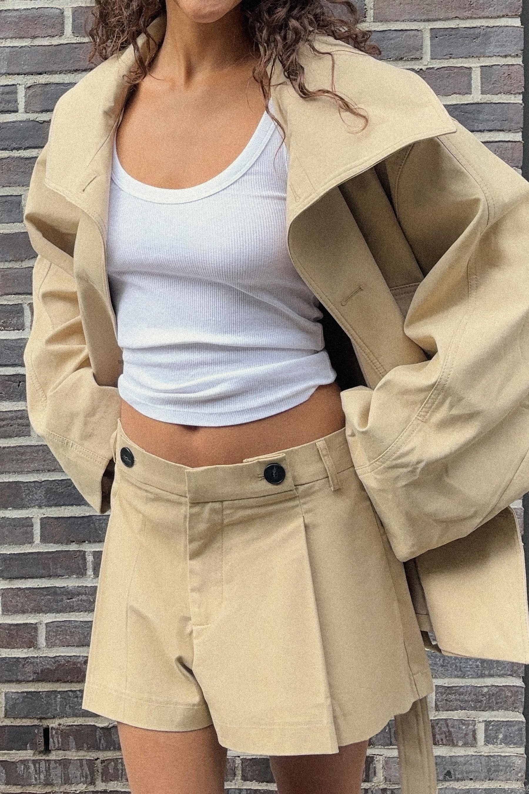 Pleated Button Shorts