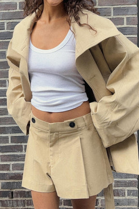 Pleated Button Shorts