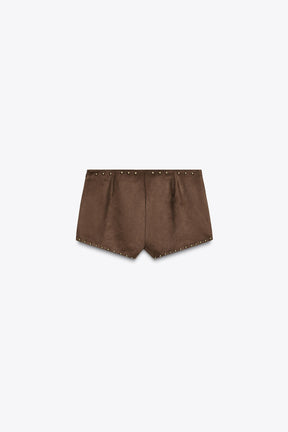 FAUX SUEDE STUD SHORTS