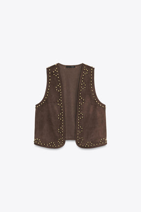STUDDED FAUX SUEDE WAISTCOAT - Image 7
