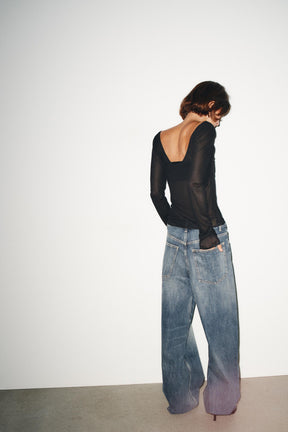LONG SLEEVE SEMI-SHEER TOP