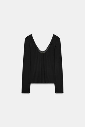 LONG SLEEVE SEMI-SHEER TOP