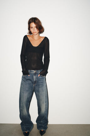LONG SLEEVE SEMI-SHEER TOP