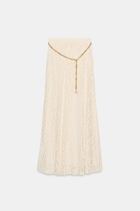 Chain-Accented Midi Skirt