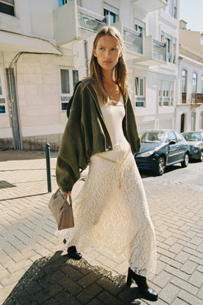 Chain-Accented Midi Skirt