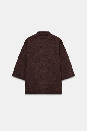 High-Neck Piqué Shirt