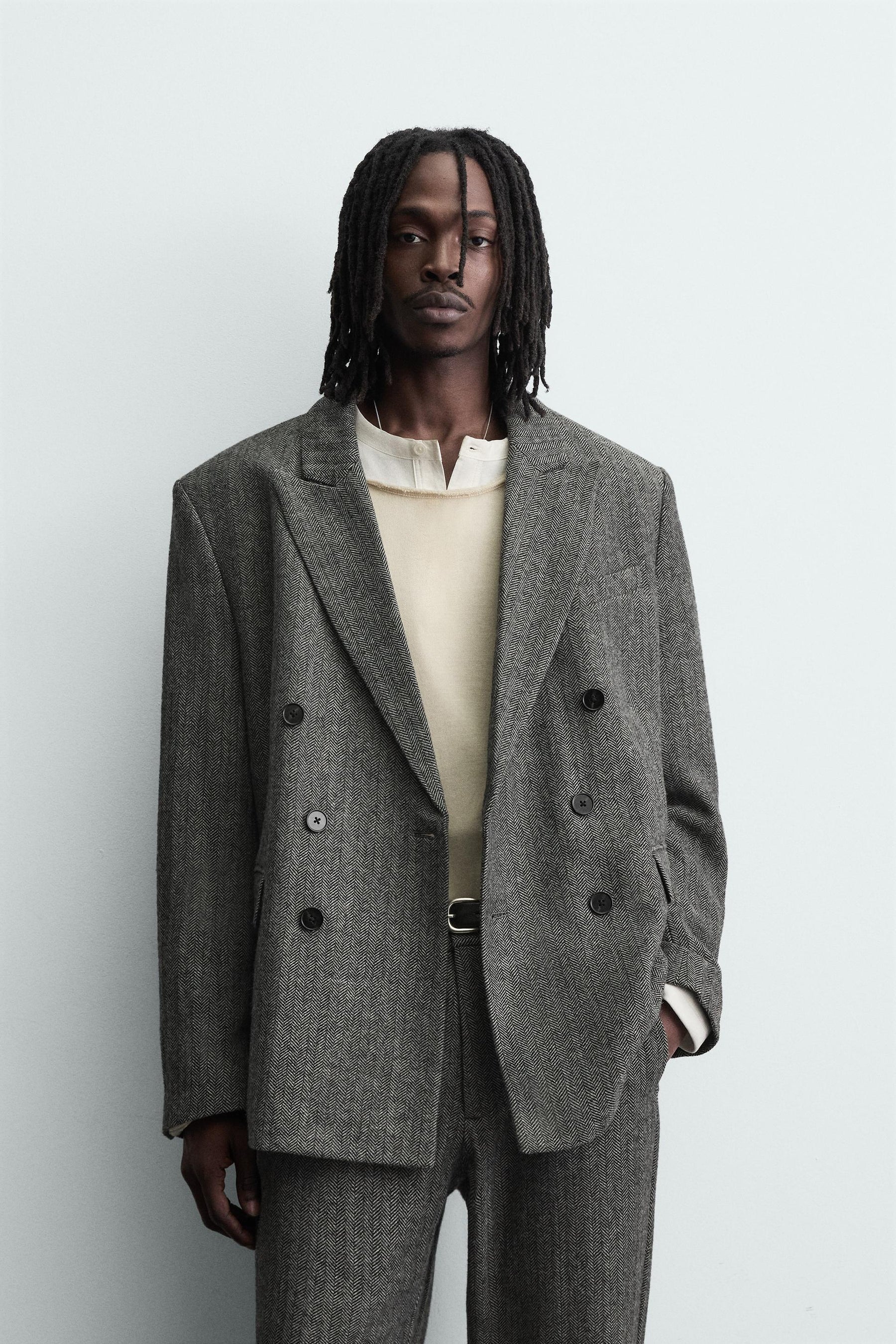 HERRINGBONE WOOL BLEND SUIT BLAZER - Image 2
